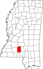 Map of Mississippi showing Lawrence County - Click on map for a greater detail.