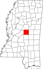 Map of Mississippi showing Leake County - Click on map for a greater detail.