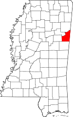 Map of Mississippi showing Lowndes County - Click on map for a greater detail.