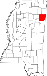 Map of Mississippi showing Monroe County - Click on map for a greater detail.