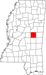 Map of Mississippi showing Neshoba County - Click on map for a greater detail.