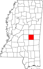 Map of Mississippi showing Newton County - Click on map for a greater detail.