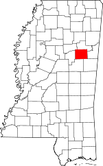 Map of Mississippi showing Oktibbeha County - Click on map for a greater detail.