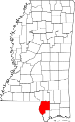 Map of Mississippi showing Pearl River County - Click on map for a greater detail.