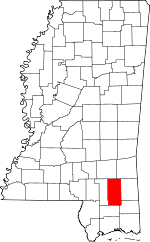 Map of Mississippi showing Perry County - Click on map for a greater detail.