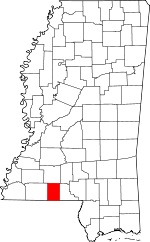 Map of Mississippi showing Pike County - Click on map for a greater detail.