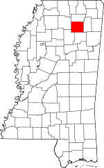 Map of Mississippi showing Pontotoc County - Click on map for a greater detail.