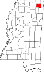 Map of Mississippi showing Prentiss County - Click on map for a greater detail.