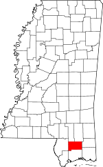 Map of Mississippi showing Stone County - Click on map for a greater detail.