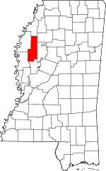 Map of Mississippi showing Sunflower County - Click on map for a greater detail.