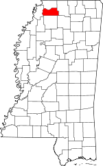 Map of Mississippi showing Tate County - Click on map for a greater detail.