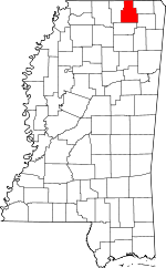 Map of Mississippi showing Tippah County - Click on map for a greater detail.