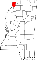 Map of Mississippi showing Tunica County - Click on map for a greater detail.