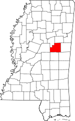 Map of Mississippi showing Winston County - Click on map for a greater detail.