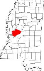 Map of Mississippi showing Yazoo County - Click on map for a greater detail.