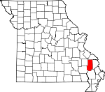 Map of Missouri showing Bollinger County - Click on map for a greater detail.