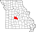 Map of Missouri showing Camden County - Click on map for a greater detail.