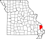 Map of Missouri showing Cape Girardeau County - Click on map for a greater detail.