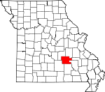 Map of Missouri showing Dent County - Click on map for a greater detail.