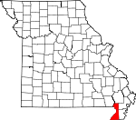 Map of Missouri showing Dunklin County - Click on map for a greater detail.