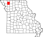 Map of Missouri showing Gentry County - Click on map for a greater detail.