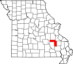 Map of Missouri showing Iron County - Click on map for a greater detail.