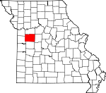 Map of Missouri showing Johnson County - Click on map for a greater detail.