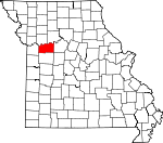 Map of Missouri showing Lafayette County - Click on map for a greater detail.