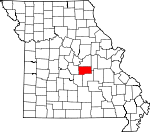 Map of Missouri showing Maries County - Click on map for a greater detail.