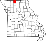 Map of Missouri showing Mercer County - Click on map for a greater detail.