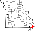 Map of Missouri showing New Madrid County - Click on map for a greater detail.