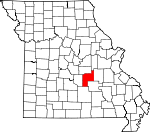 Map of Missouri showing Phelps County - Click on map for a greater detail.