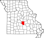 Map of Missouri showing Pulaski County - Click on map for a greater detail.