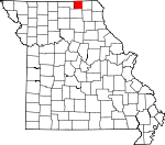 Map of Missouri showing Schuyler County - Click on map for a greater detail.
