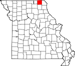 Map of Missouri showing Scotland County - Click on map for a greater detail.