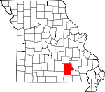 Map of Missouri showing Shannon County - Click on map for a greater detail.