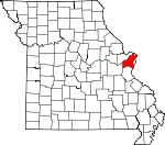 Map of Missouri showing St. Louis County - Click on map for a greater detail.