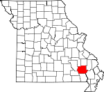 Map of Missouri showing Wayne County - Click on map for a greater detail.
