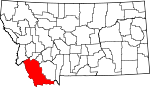 Map of Montana showing Beaverhead County - Click on map for a greater detail.