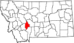 Map of Montana showing Broadwater County - Click on map for a greater detail.