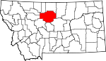 Map of Montana showing Chouteau County - Click on map for a greater detail.