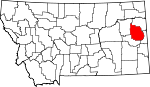 Map of Montana showing Dawson County - Click on map for a greater detail.