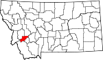 Map of Montana showing Deer Lodge County - Click on map for a greater detail.
