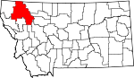 Map of Montana showing Flathead County - Click on map for a greater detail.