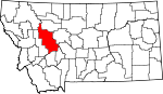 Map of Montana showing Lewis and Clark County - Click on map for a greater detail.