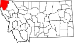 Map of Montana showing Lincoln County - Click on map for a greater detail.