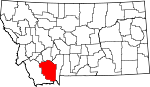 Map of Montana showing Madison County - Click on map for a greater detail.