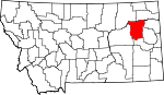 Map of Montana showing McCone County - Click on map for a greater detail.