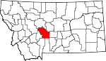Map of Montana showing Meagher County - Click on map for a greater detail.