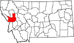 Map of Montana showing Missoula County - Click on map for a greater detail.